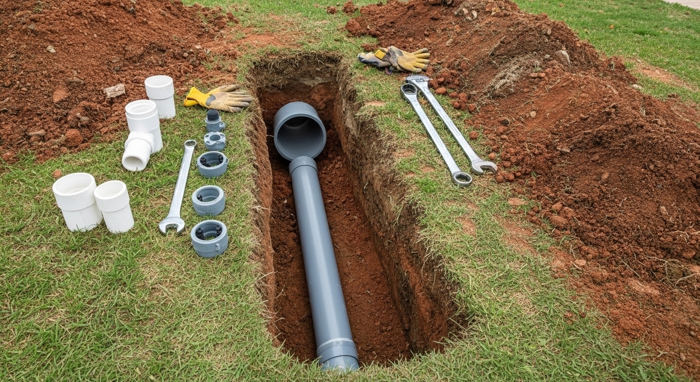 Sewer line repair project in Charlotte NC